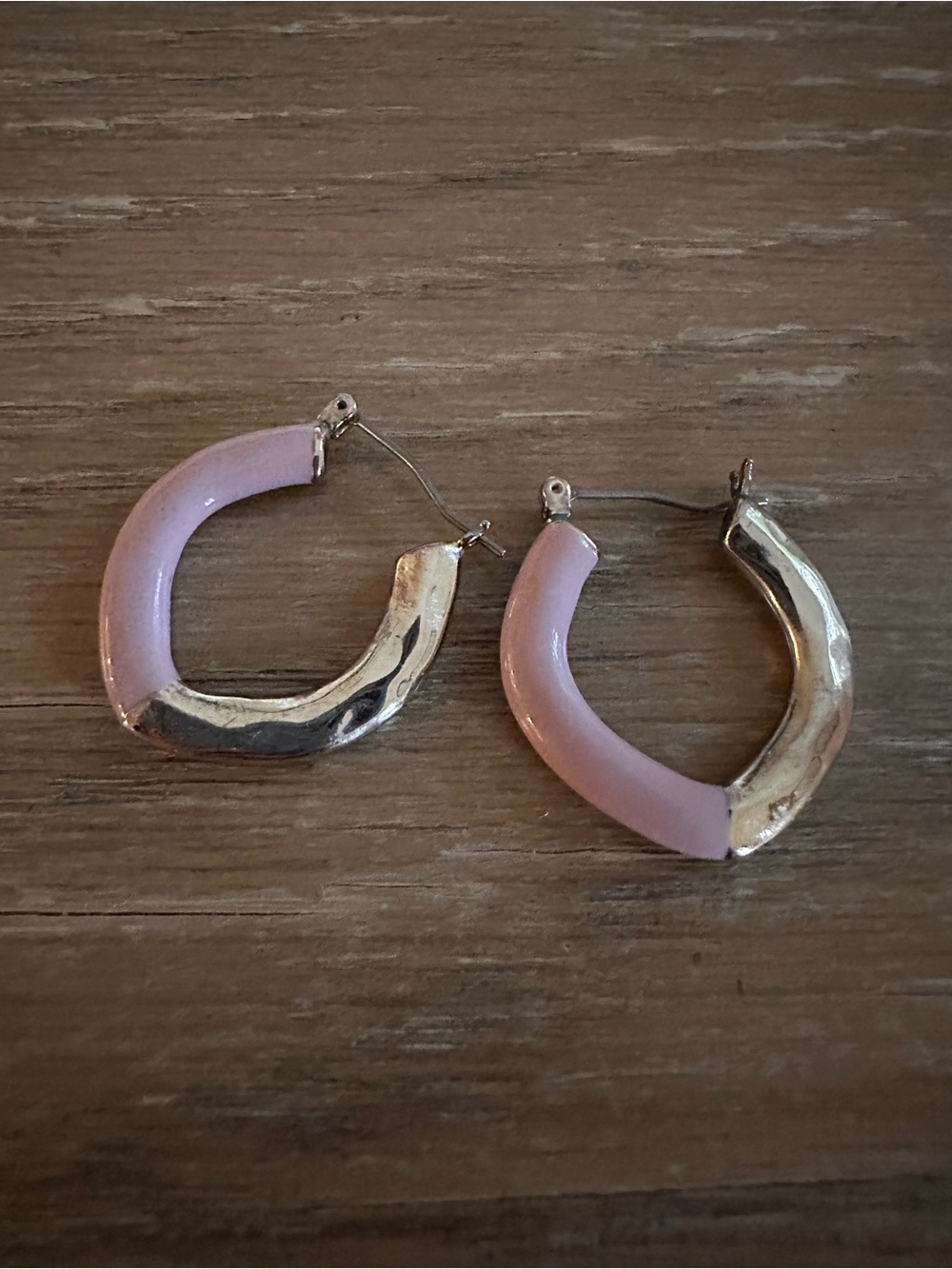 LOFT Pink & Silver Two Tone Chunky Hoop Earrings
